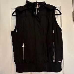 Women’s Calvin Klein Black Puffer Vest with Hood- Size small